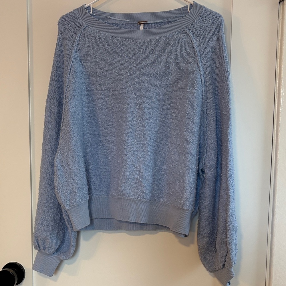 Free People Light Blue Crew Neck Sweater